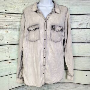 Maurices 2 Gray Black Long Sleeve Snap Front Shirt Top Western Style